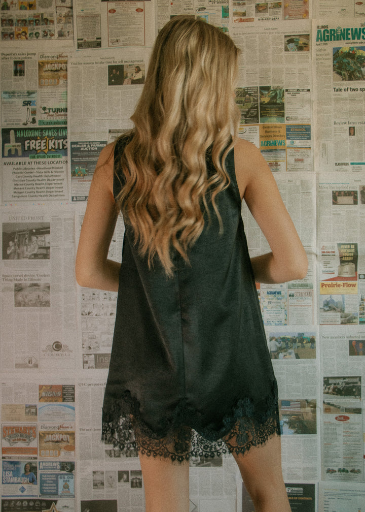 Main Character Black Mini Dress