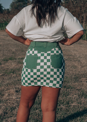 
            
                Load image into Gallery viewer, Retro Cowgirl Checkered Mini Skirt
            
        