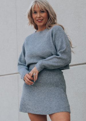 J'adore Grey Sweater and Skirt Set