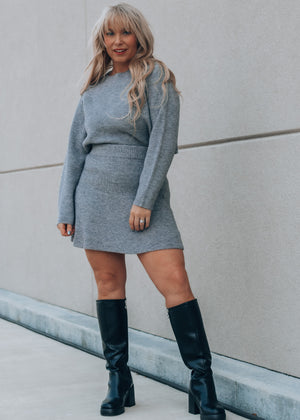 J'adore Grey Sweater and Skirt Set