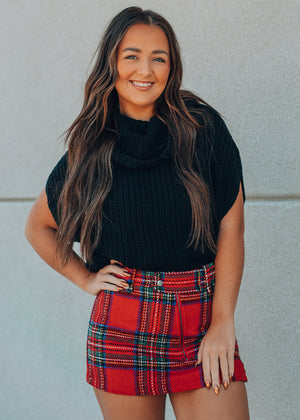 Christmas Plaid Red Skort