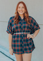 Navy Flannel Shirt Dress