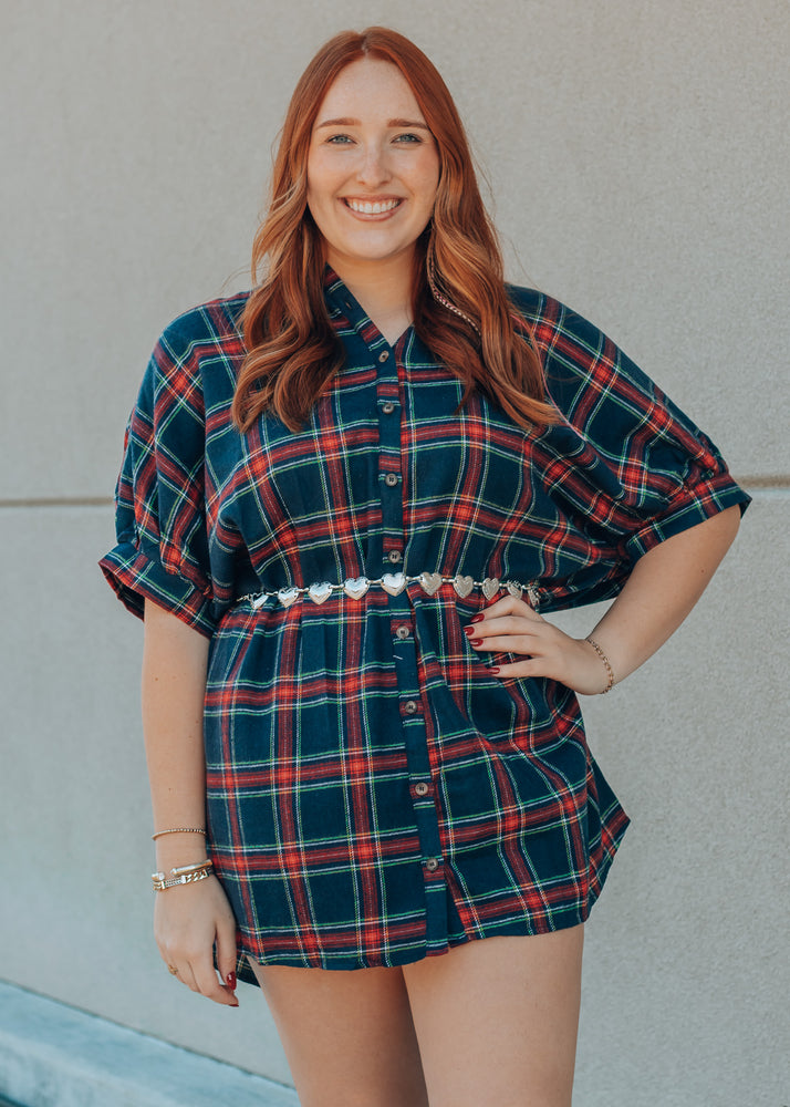 Navy Flannel Shirt Dress