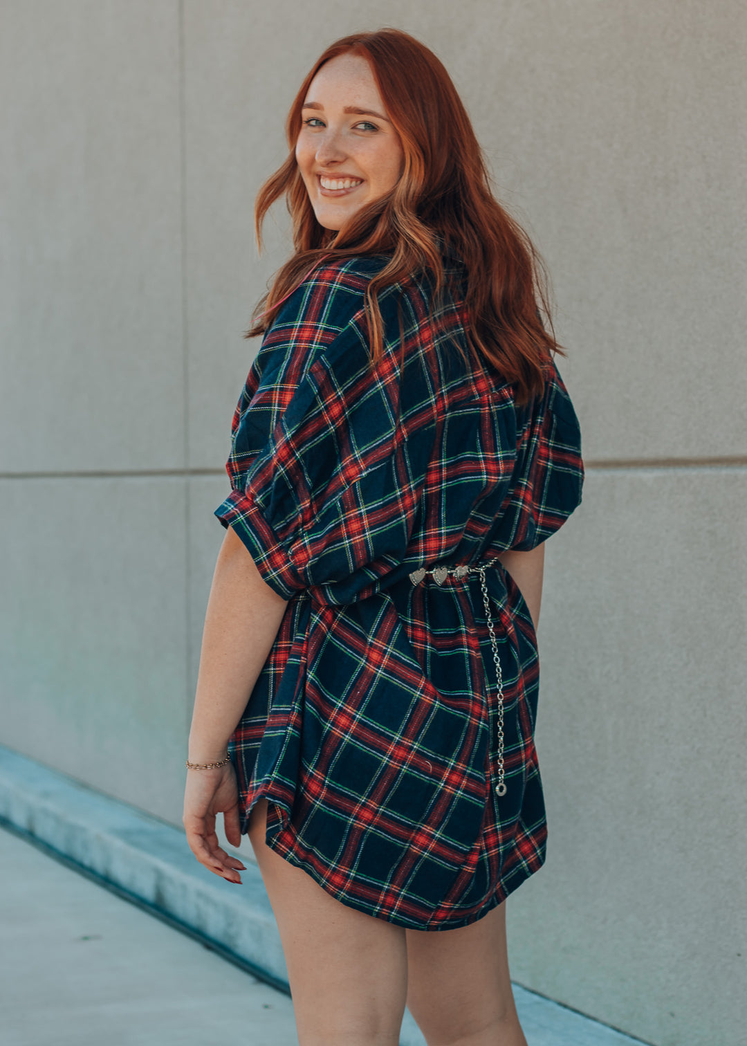 Navy Flannel Shirt Dress