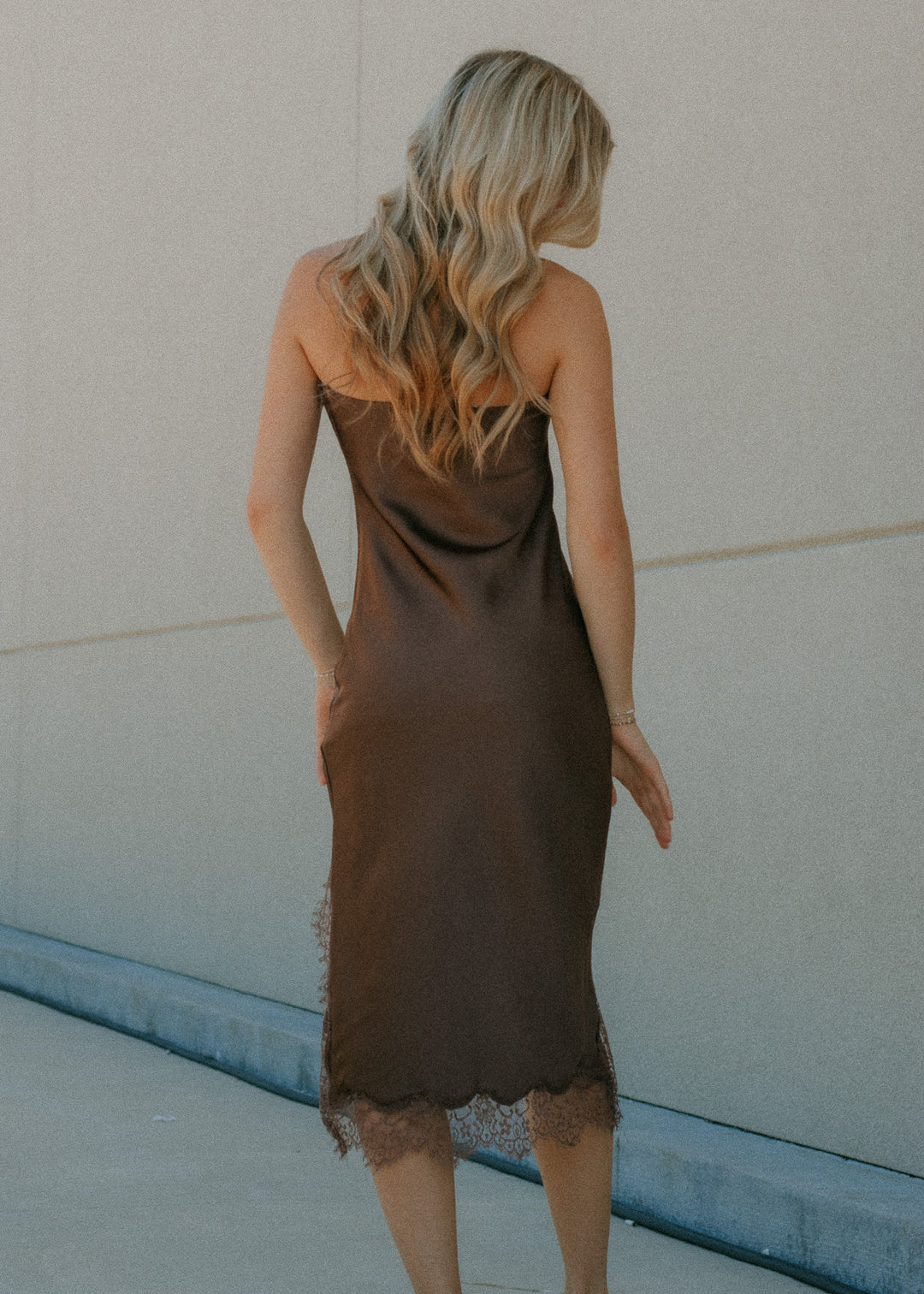 Saddle Satin Chocolate Midi Dress