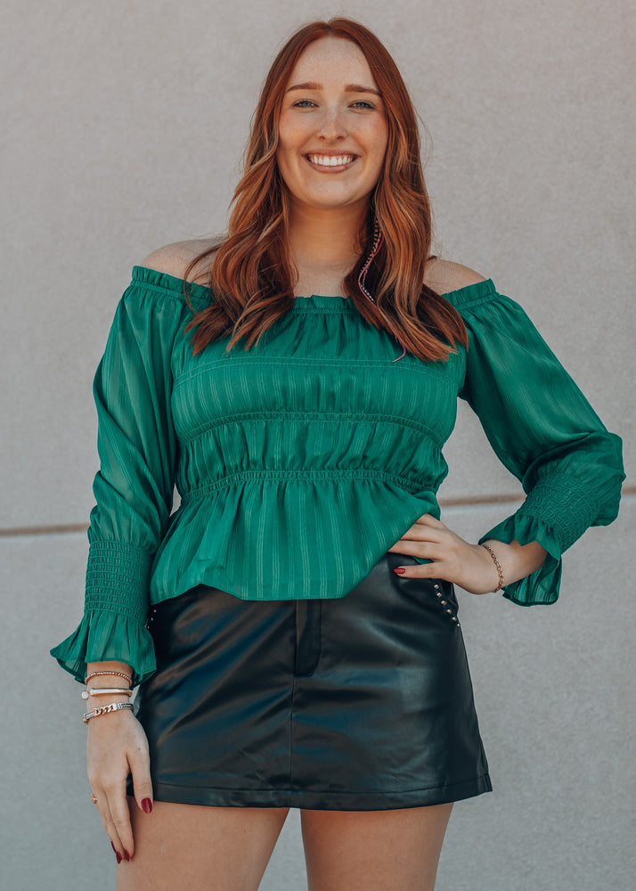 Envious Green Off the Shoulder Blouse