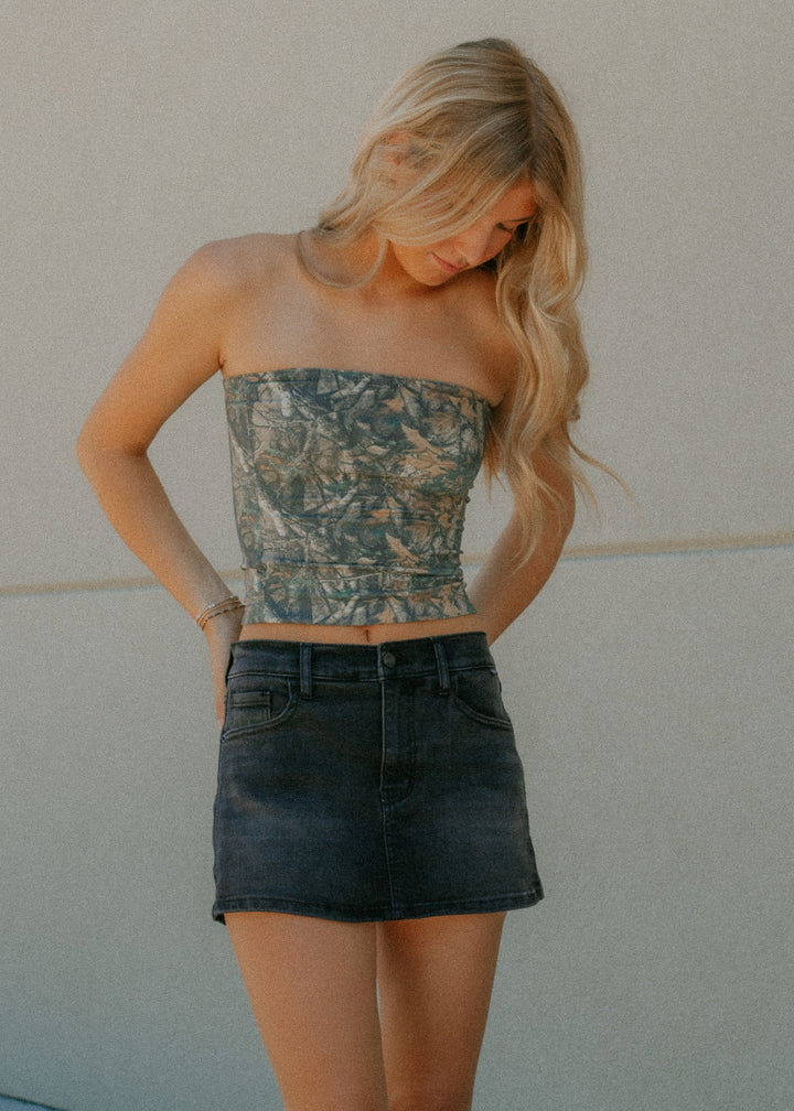 Dani Black Mini Denim Skort