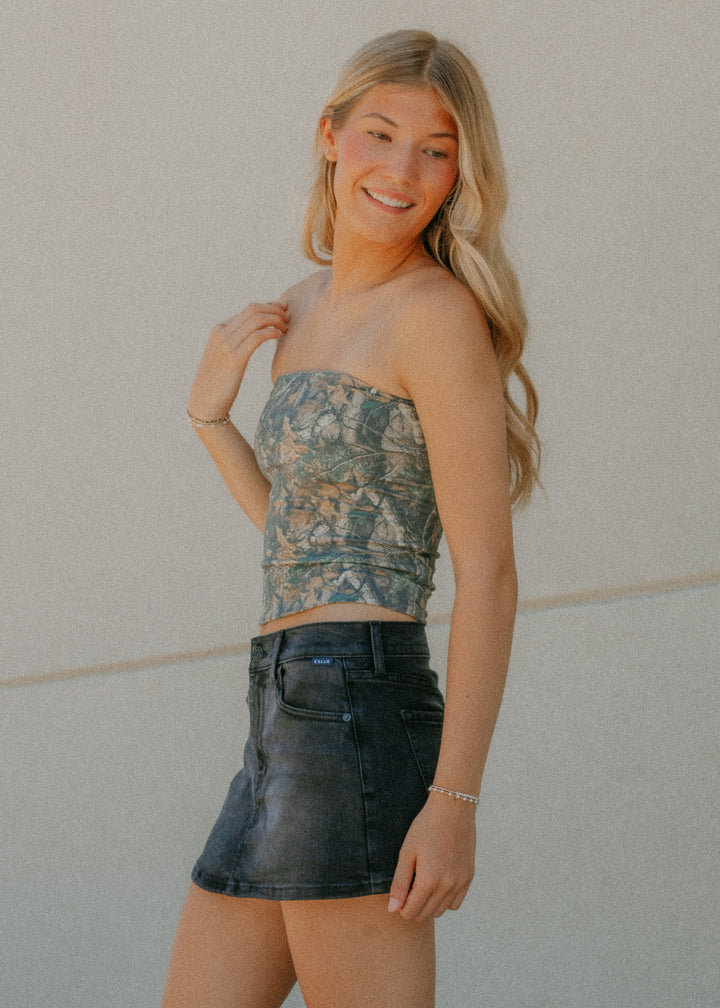 Dani Black Mini Denim Skort