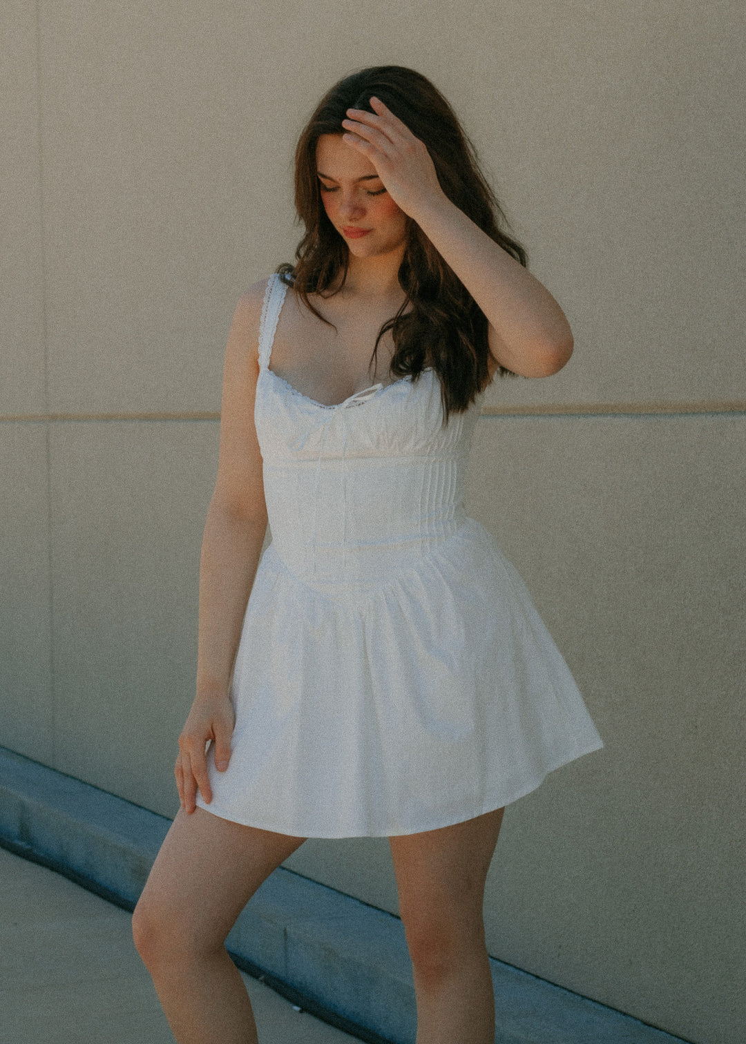 The Lace and Lasso White Mini Dress