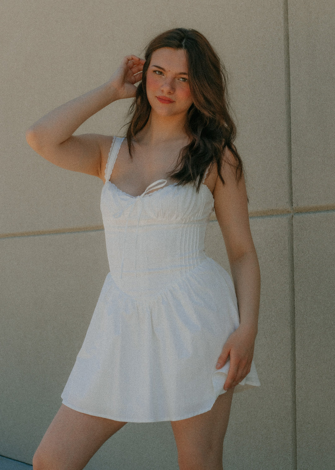 The Lace and Lasso White Mini Dress
