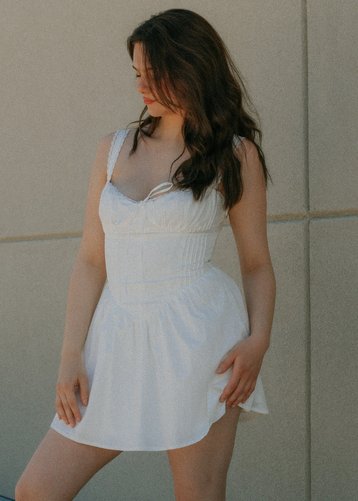 The Lace and Lasso White Mini Dress