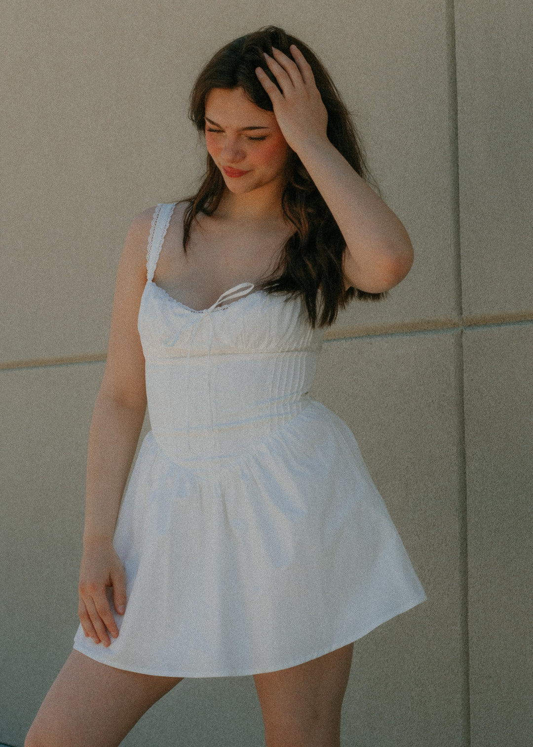 The Lace and Lasso White Mini Dress
