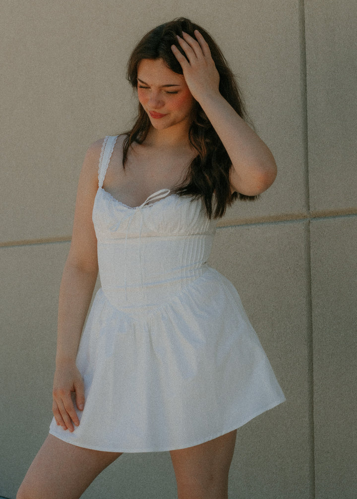 The Lace and Lasso White Mini Dress