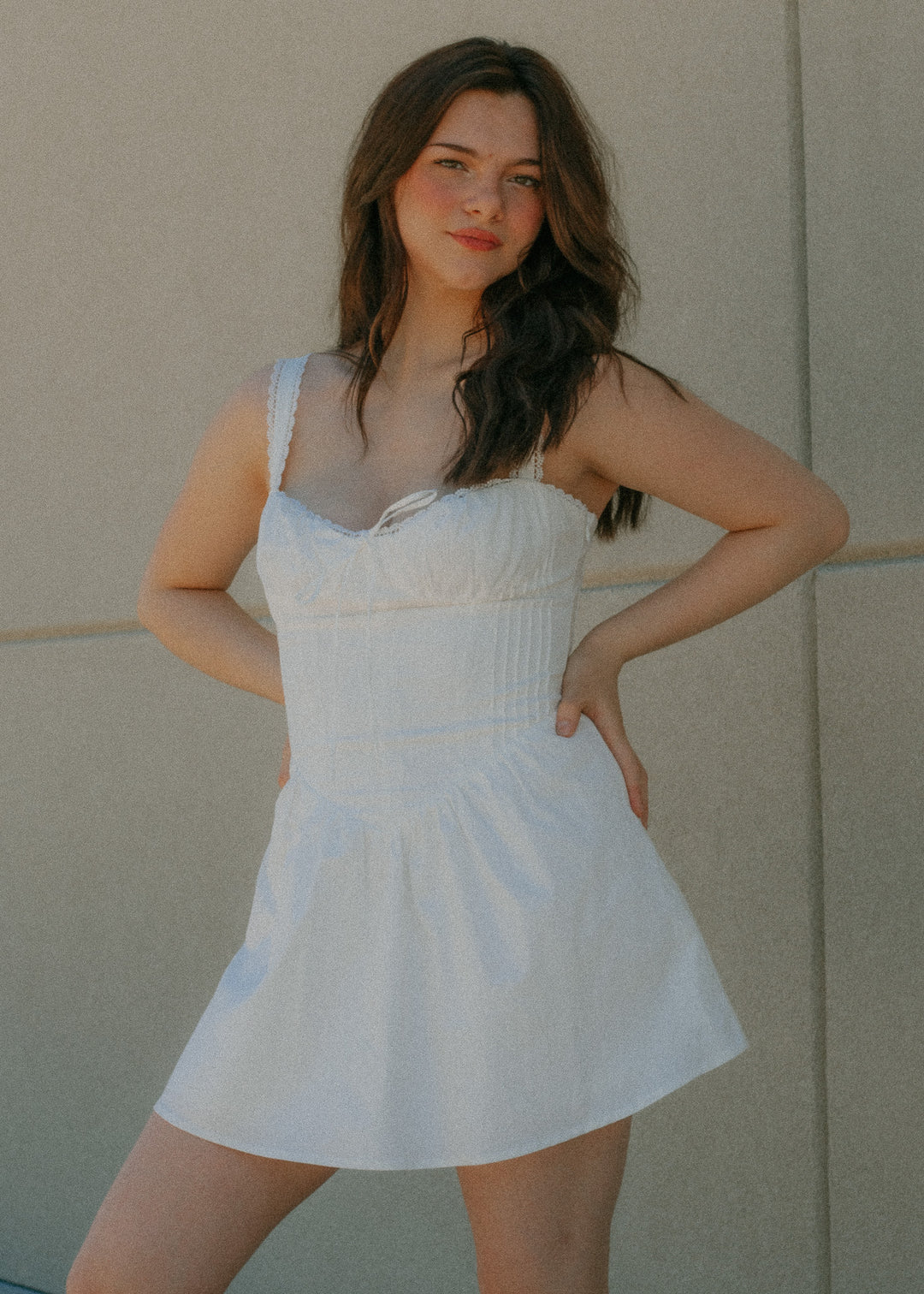 The Lace and Lasso White Mini Dress