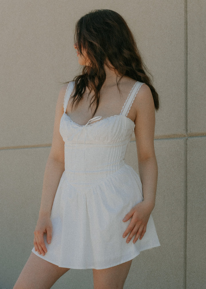The Lace and Lasso White Mini Dress