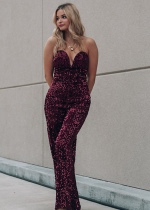 Merlot Sequin Jumpsuit