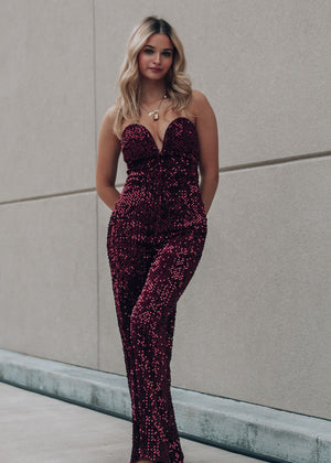 Merlot Sequin Jumpsuit