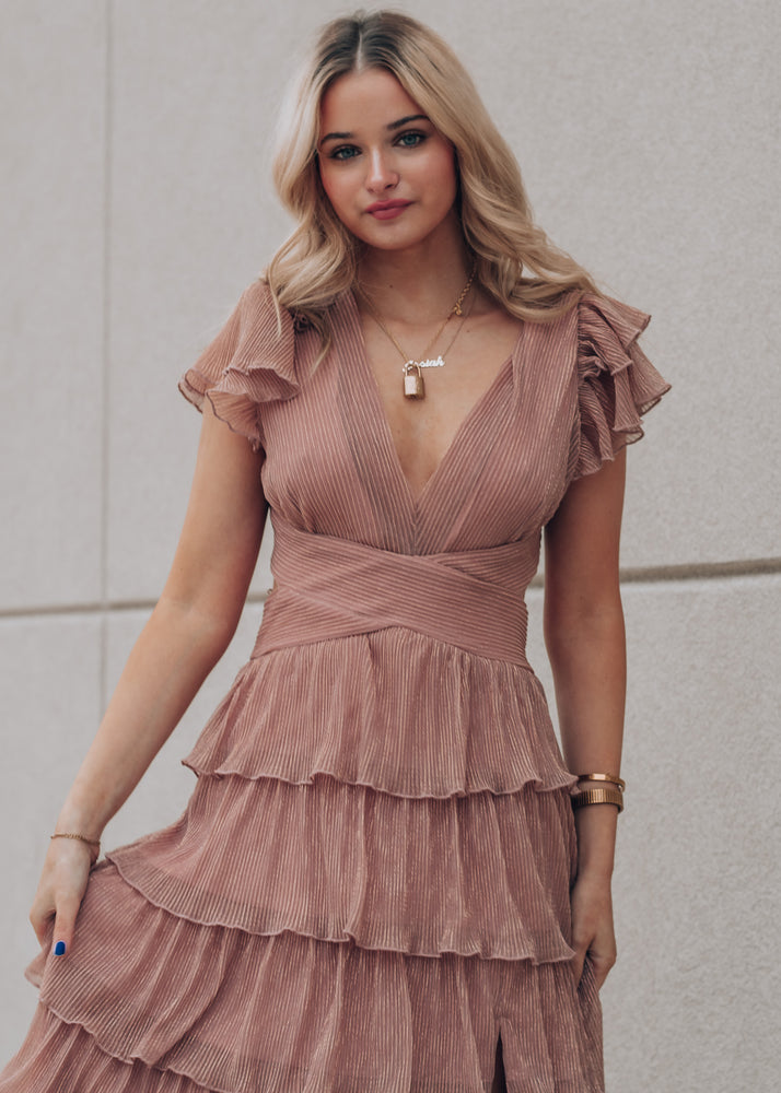 Aurora Dusty Rose Tiered Dress