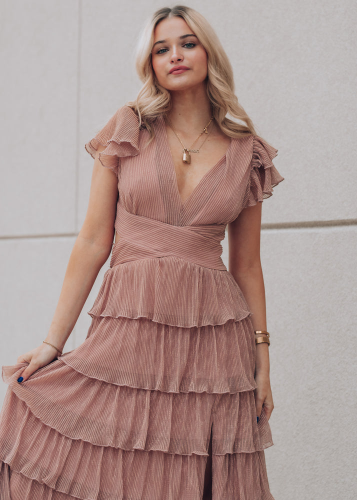 Aurora Dusty Rose Tiered Dress