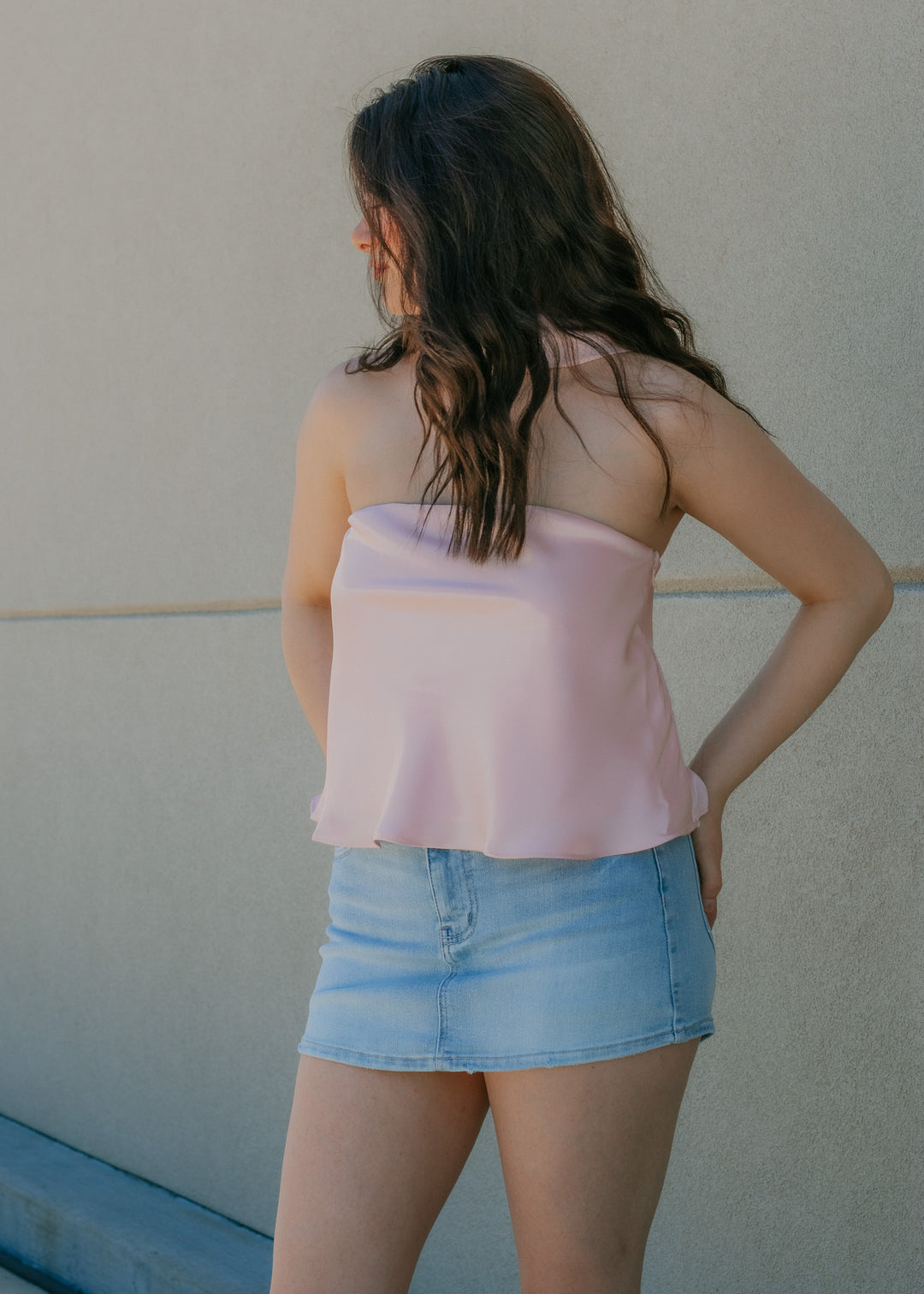 Too Cute to Cxl Pink Satin Top