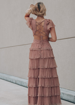 Aurora Dusty Rose Tiered Dress