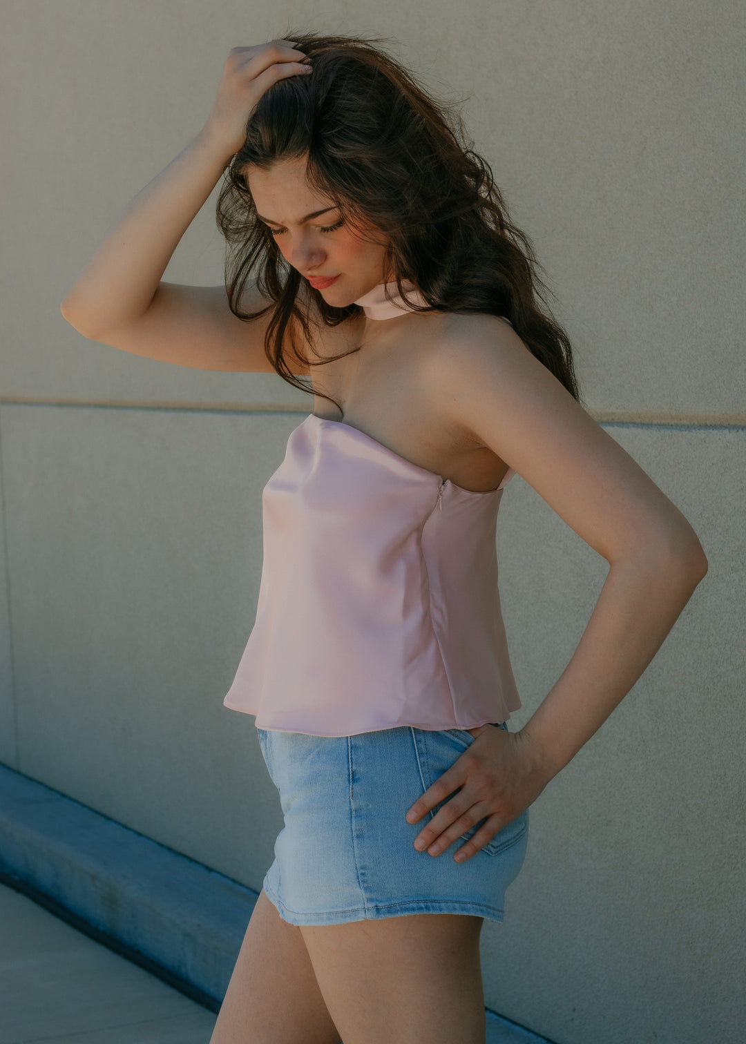 Too Cute to Cxl Pink Satin Top