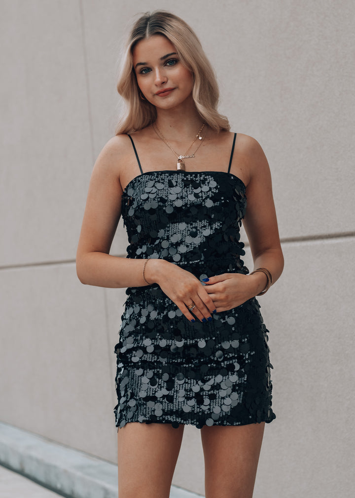 Danced All Night Black Sequin Dress