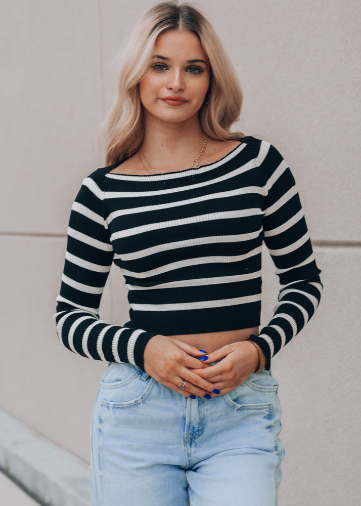 Lizzy Boat Neck Striped Long Sleeve