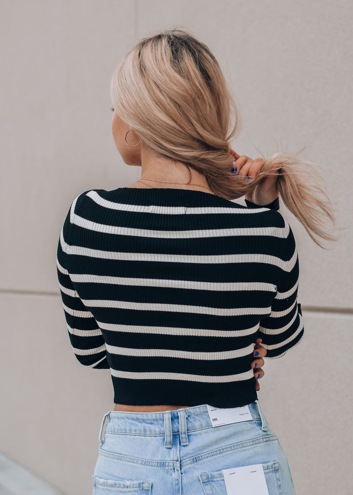 Lizzy Boat Neck Striped Long Sleeve