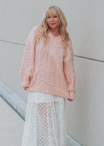 Glenda Soft Pink Cable Knit Sweater