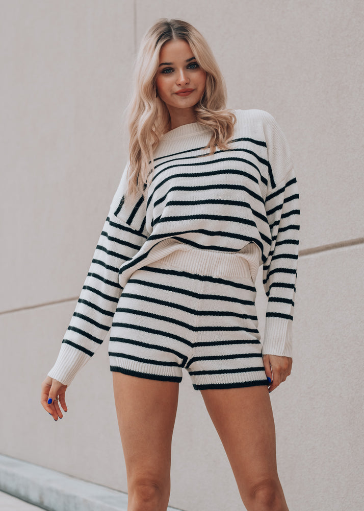 Jetsetter Cream and Black Striped Set