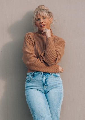 Hot Toddy Camel Cropped Turtleneck