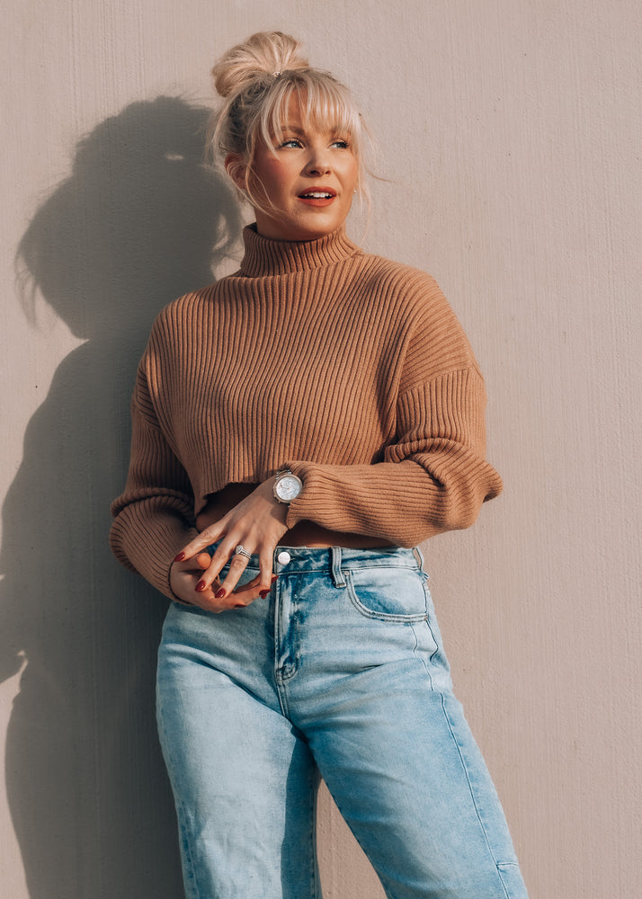 Hot Toddy Camel Cropped Turtleneck