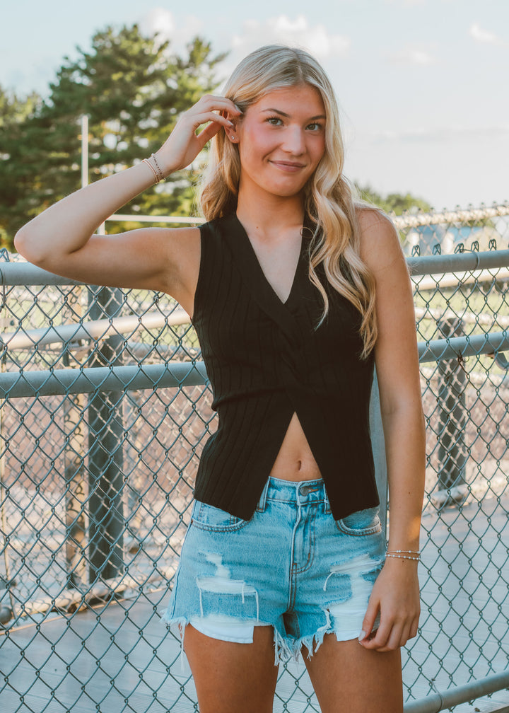 Blackout Twisted Sweater Top