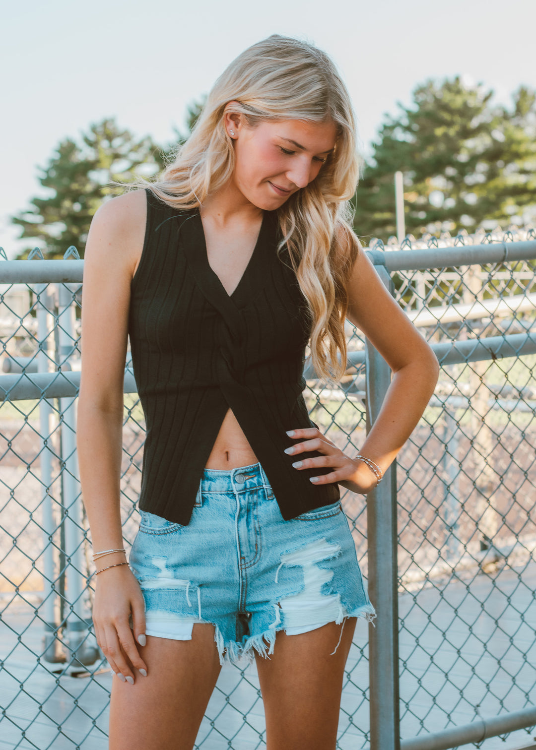 Blackout Twisted Sweater Top