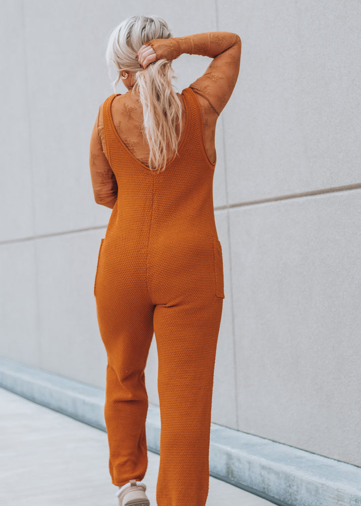 Coffee Shop Date Orange Jumpsuit