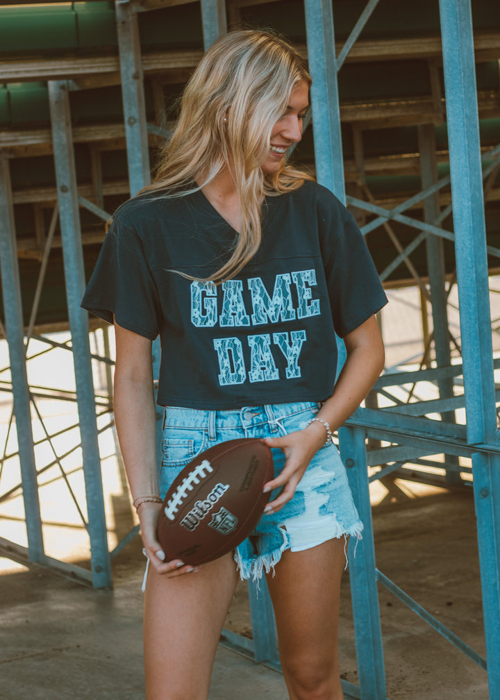 Game Day Navy Cropped Tee