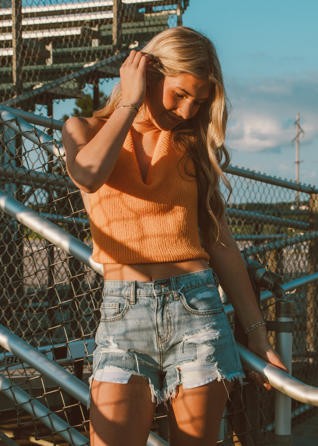 Orange Crush Cowl Neck Halter Top