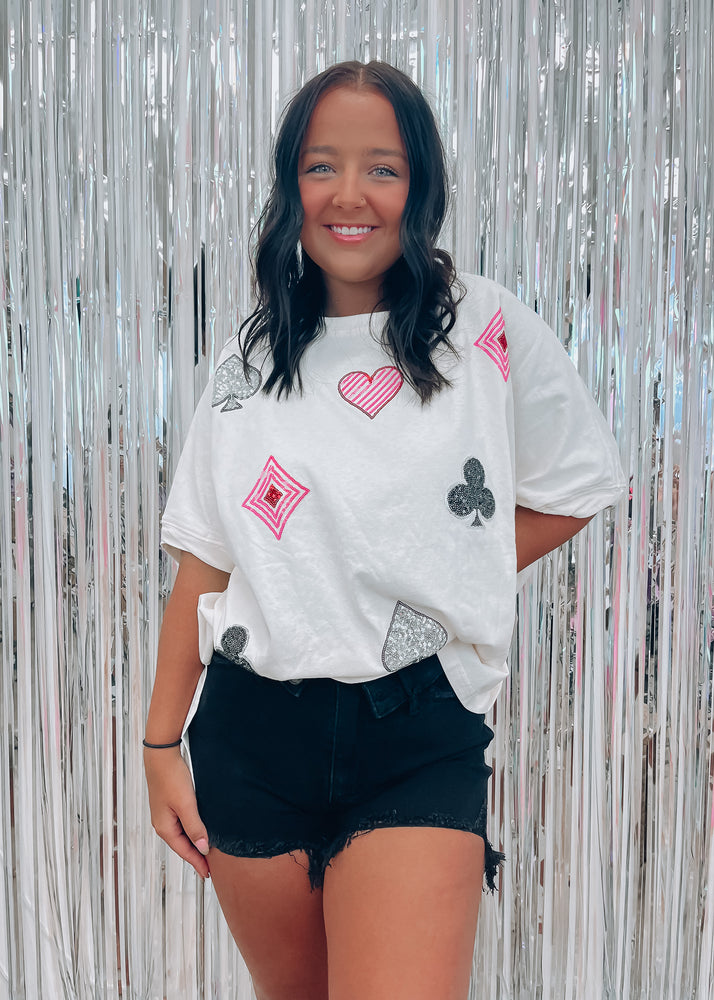 
            
                Load image into Gallery viewer, Poker Face Sequin Tee
            
        