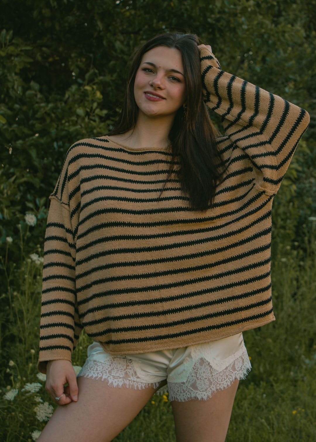 Bonfire Nights Sand Striped Sweater