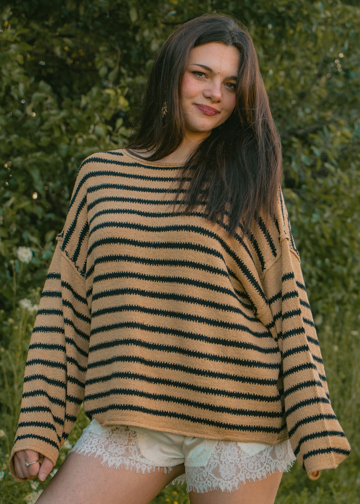 Bonfire Nights Sand Striped Sweater