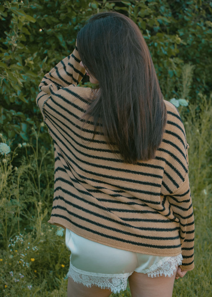 Bonfire Nights Sand Striped Sweater