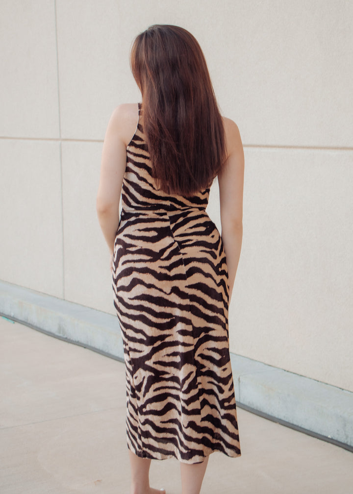 First Impression Zebra Midi Dress