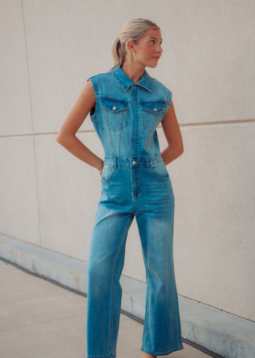 She Can Do Both Denim Jumpsuit