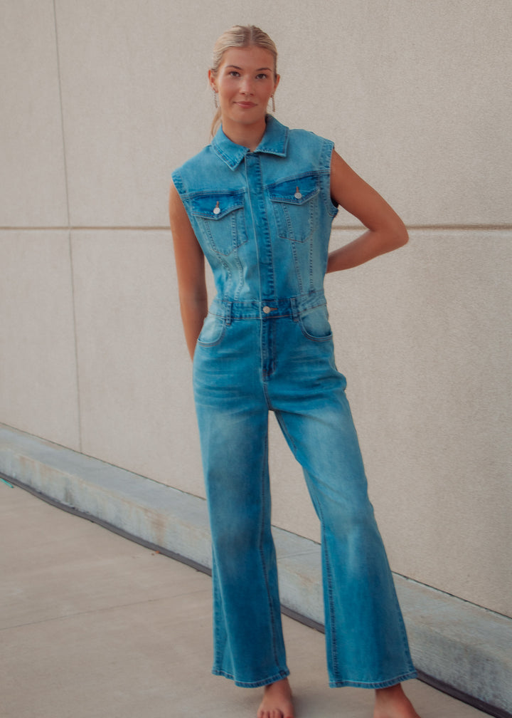 She Can Do Both Denim Jumpsuit