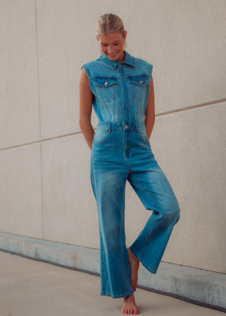 She Can Do Both Denim Jumpsuit