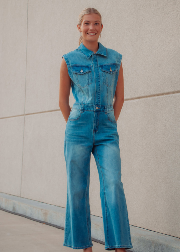 She Can Do Both Denim Jumpsuit