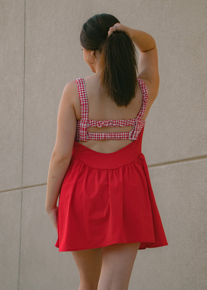 Cherry Red Gingham Athletic Dress
