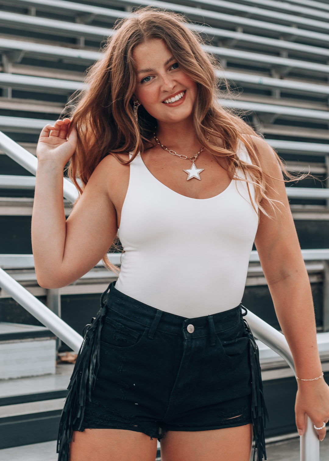 Lacey Black Fringe Denim Shorts