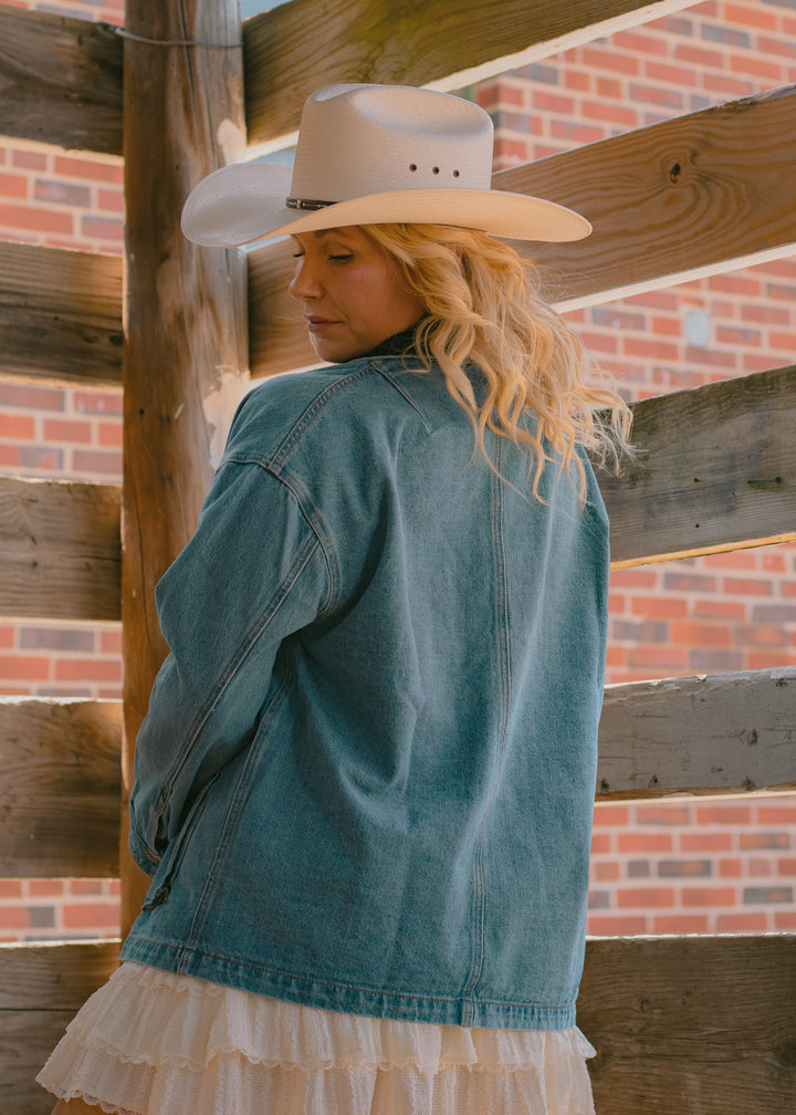 Cool Corduroy Collar Denim Jacket